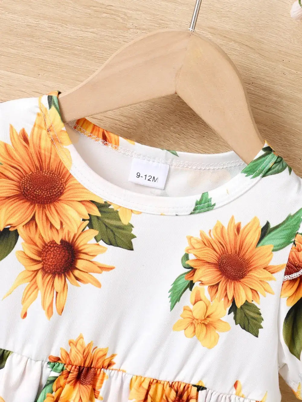 Girls Sunflower Ruffled Top and Shorts Set | Kira’s Little Wonders