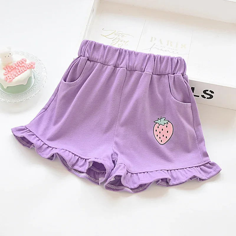 Kids Shorts Strawberry Printed Lace