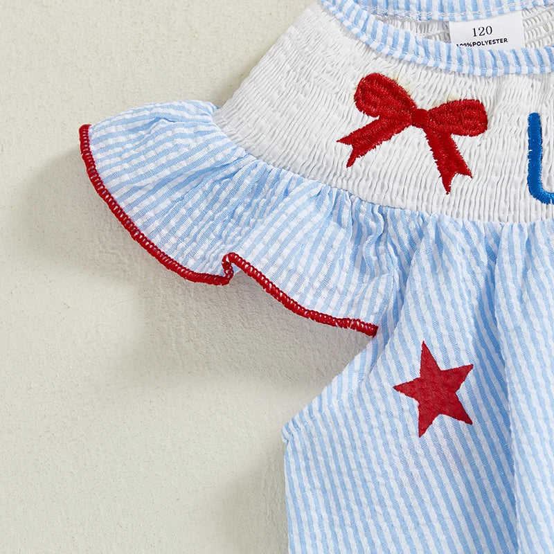 Toddler 4th of July Ruffle Sleeve Smocked Dress