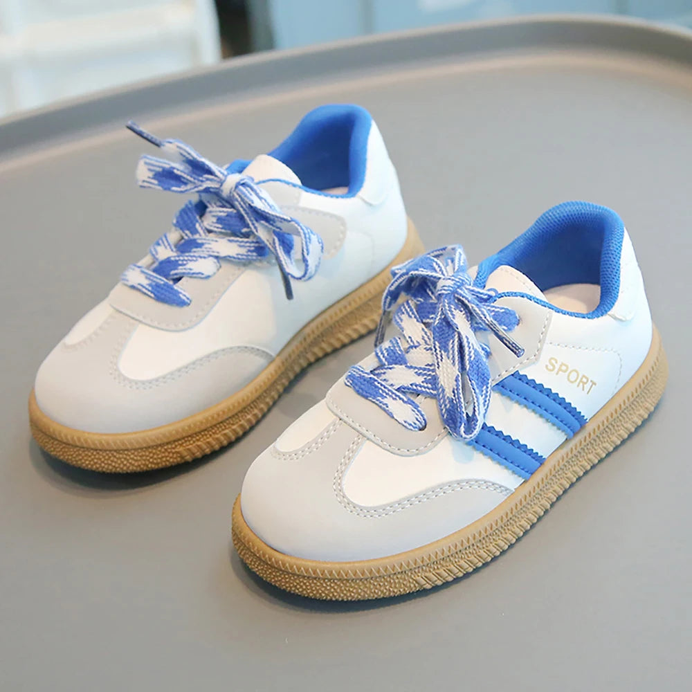 PU Leather Children Shoes 2025 Trend Fashion Boy's Girl's Sport Shoes Ergonomics Anti-slippery Kids Sneakers Casual Shoes