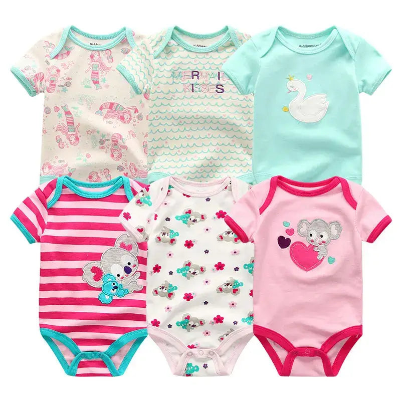 Baby Girl Jumpsuit 6Pcs/Lot Body Suit Spring Summer Toddler Boys Romper Cartoon Newborn Outfits Infant Clothes Set Cotton