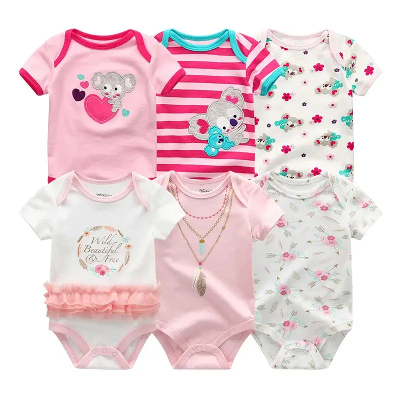 Baby Girl Jumpsuit 6Pcs/Lot Body Suit Spring Summer Toddler Boys Romper Cartoon Newborn Outfits Infant Clothes Set Cotton