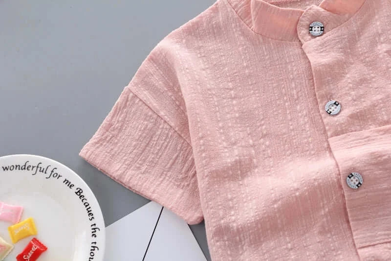 New Summer  Hot Sale Toddler Kids Baby Boys Shirt Cartoon Tops Denim Shorts Pants Outfits Set Baby Clothes