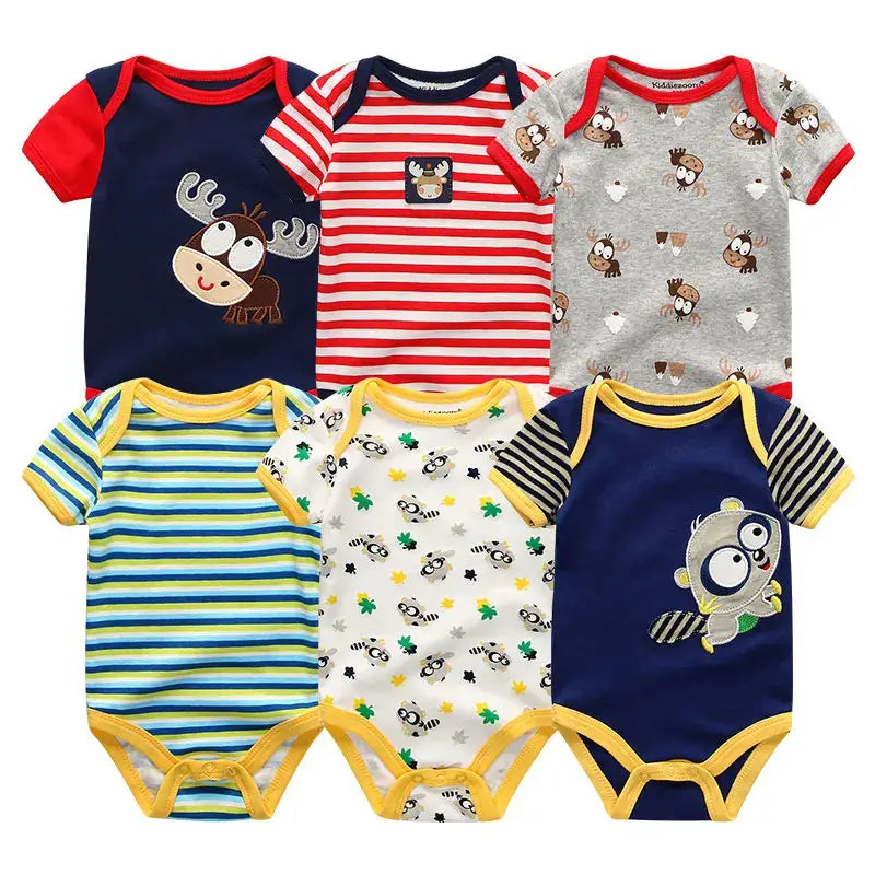 Baby Girl Jumpsuit 6Pcs/Lot Body Suit Spring Summer Toddler Boys Romper Cartoon Newborn Outfits Infant Clothes Set Cotton