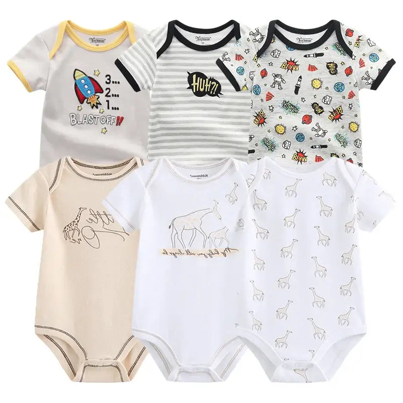 Baby Girl Jumpsuit 6Pcs/Lot Body Suit Spring Summer Toddler Boys Romper Cartoon Newborn Outfits Infant Clothes Set Cotton