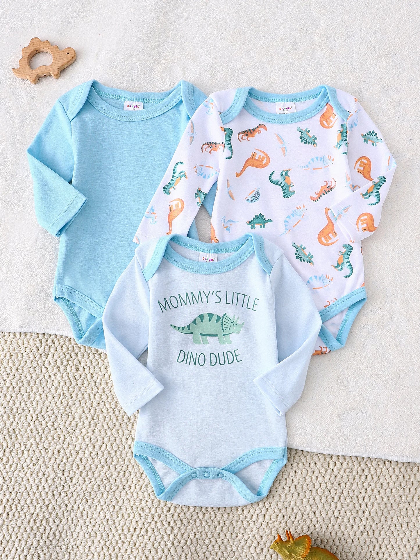 Baby boy onesie 3PCS New style baby boy clothes Spring/Autumn long-sleeved onesie Cotton fabric Suitable for 0-9months