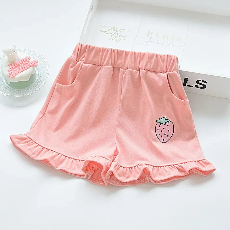 Kids Shorts Strawberry Printed Lace