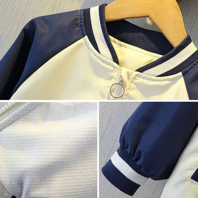 New Spring Boys Baseball Jacket Autumn Fashion Letter Windbreaker Outerwear Coat for 2-12 Years Kids Casual Zipper Jackets