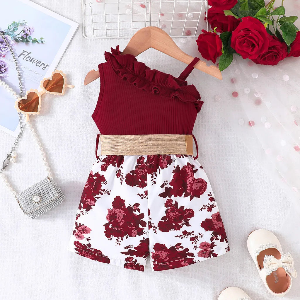 Floral Off Shoulder Sleeveless Romper