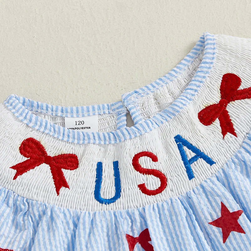 Toddler 4th of July  Ruffle Sleeve Smocked Dress