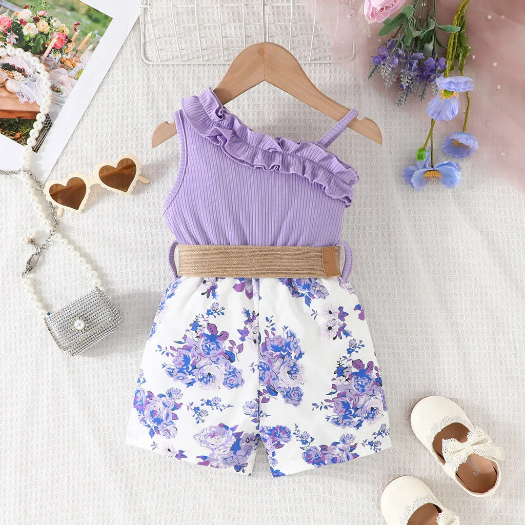 Floral Off Shoulder Sleeveless Romper