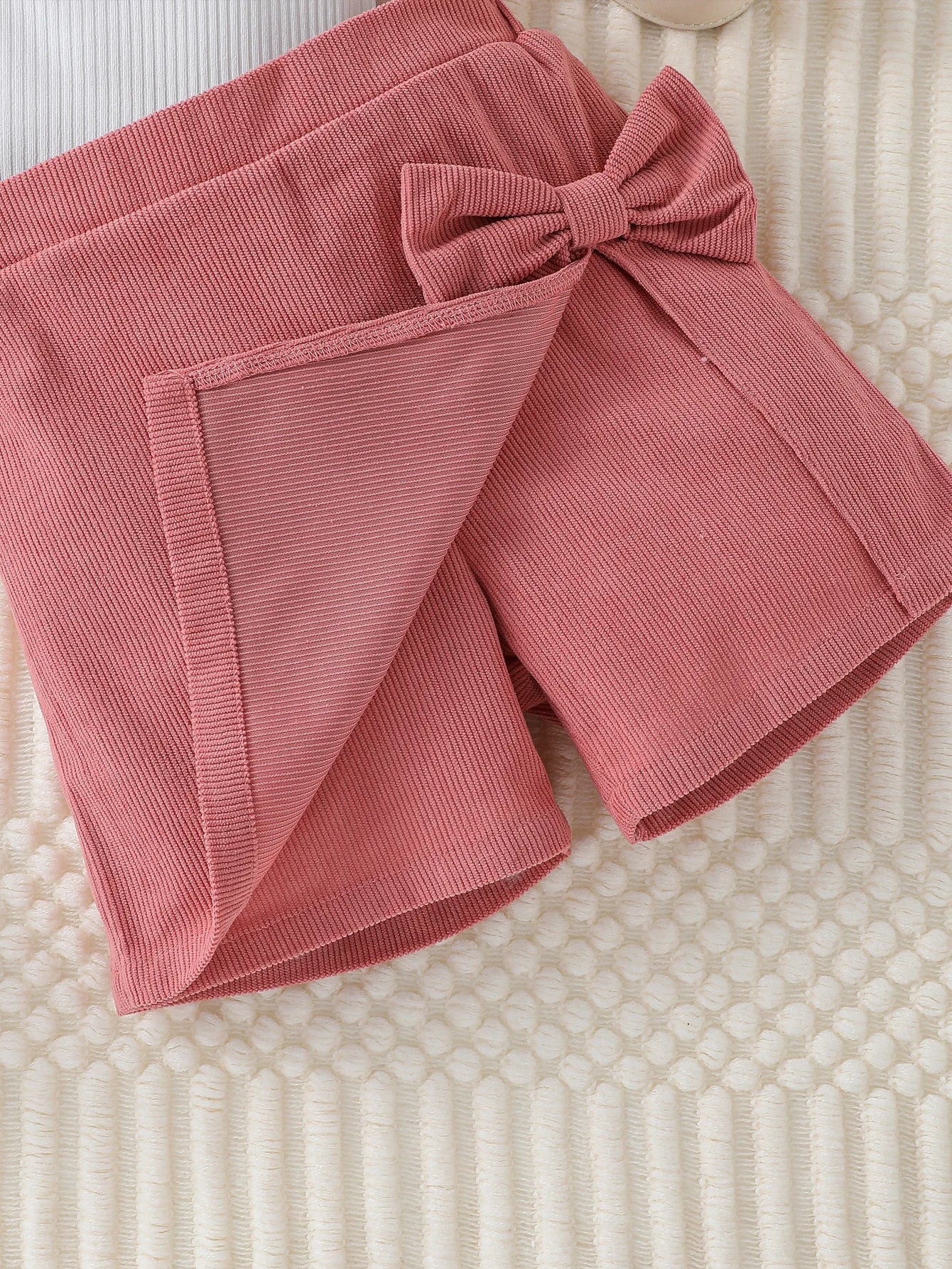 Toddler Girl Summer Fashion Casual Clothes Top With Heart Puff Sleeve &Pink Short Pant With Bow Active Clothing Set For 1-6Y