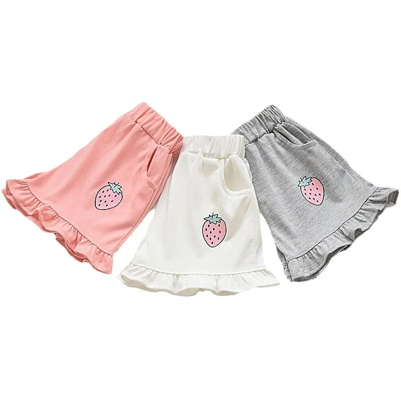 Kids Shorts Strawberry Printed Lace