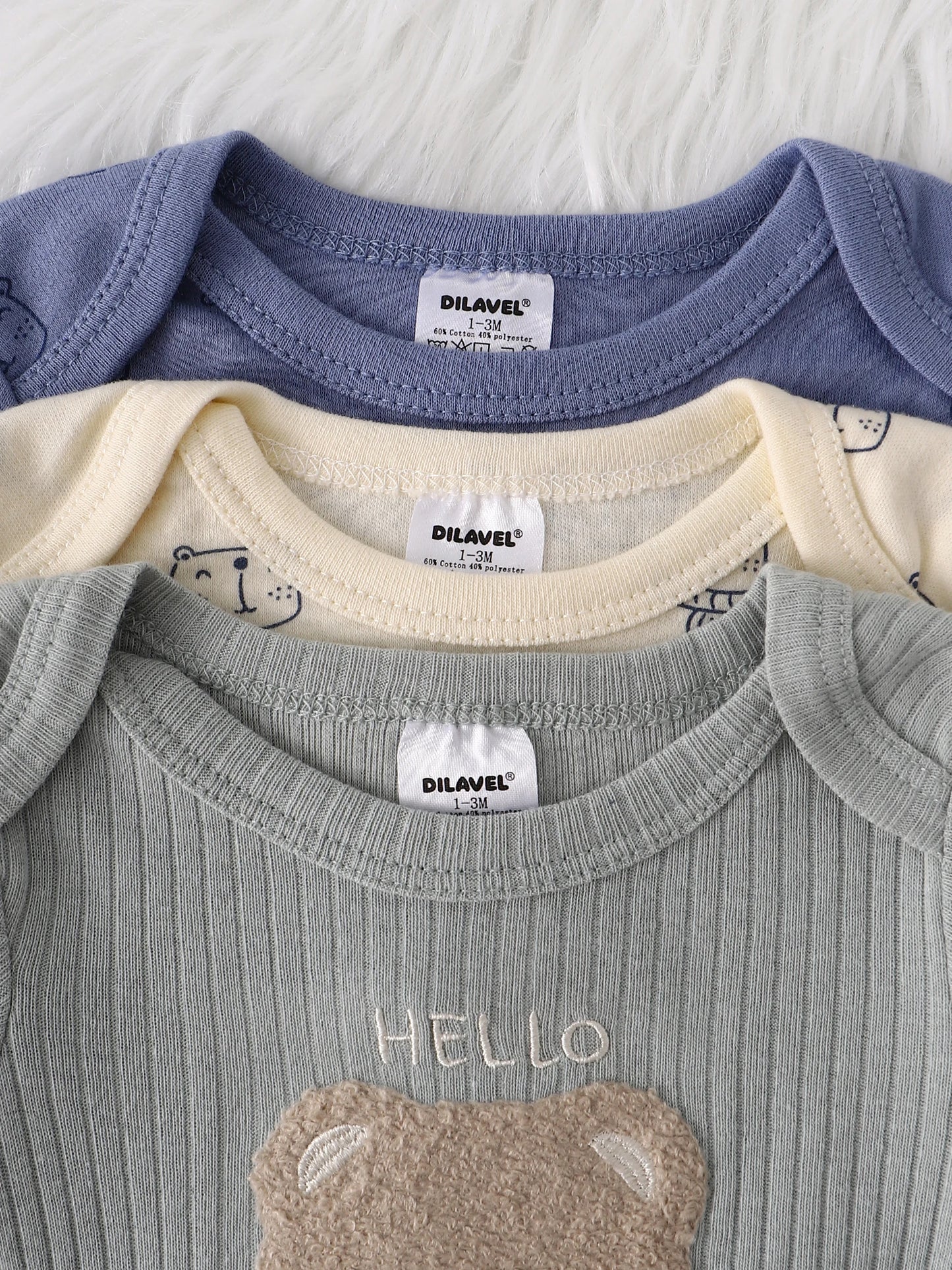 Baby boy onesie 3PCS New style baby boy clothes Spring/Autumn long-sleeved onesie Cotton fabric Suitable for 0-9months