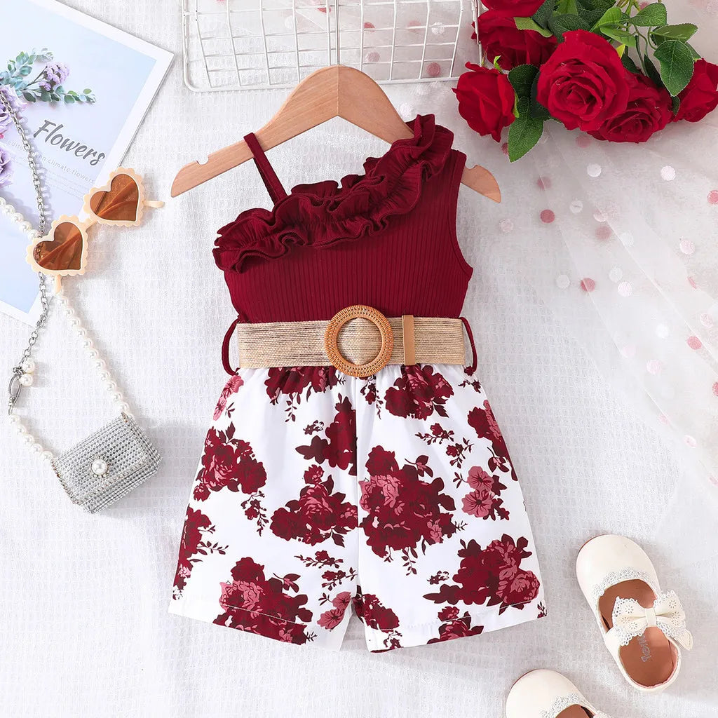 Floral Off Shoulder Sleeveless Romper