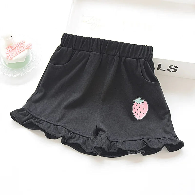 Kids Shorts Strawberry Printed Lace