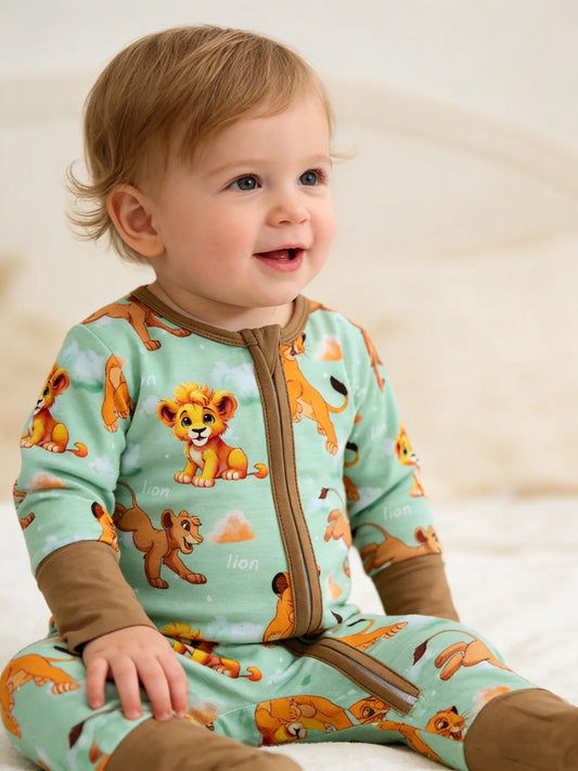 Infant Bamboo Fiber Fabric Onesie Soft and Gentle on Baby's Skin Zipper Design Suitable for All Seasons 0-24 Months