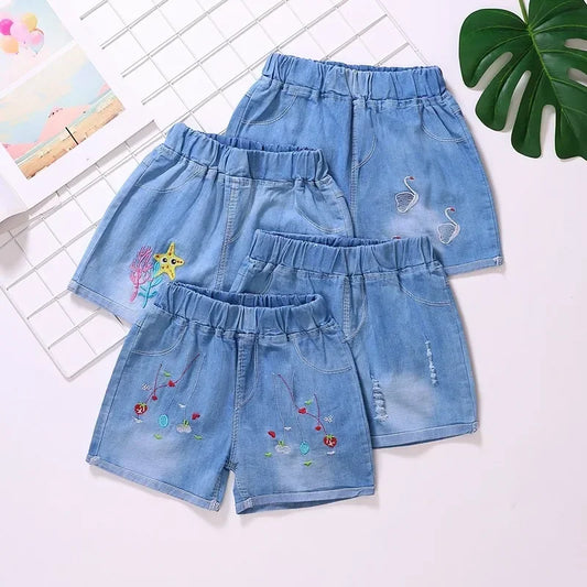 Girls' Jeans shorts Elastic Band