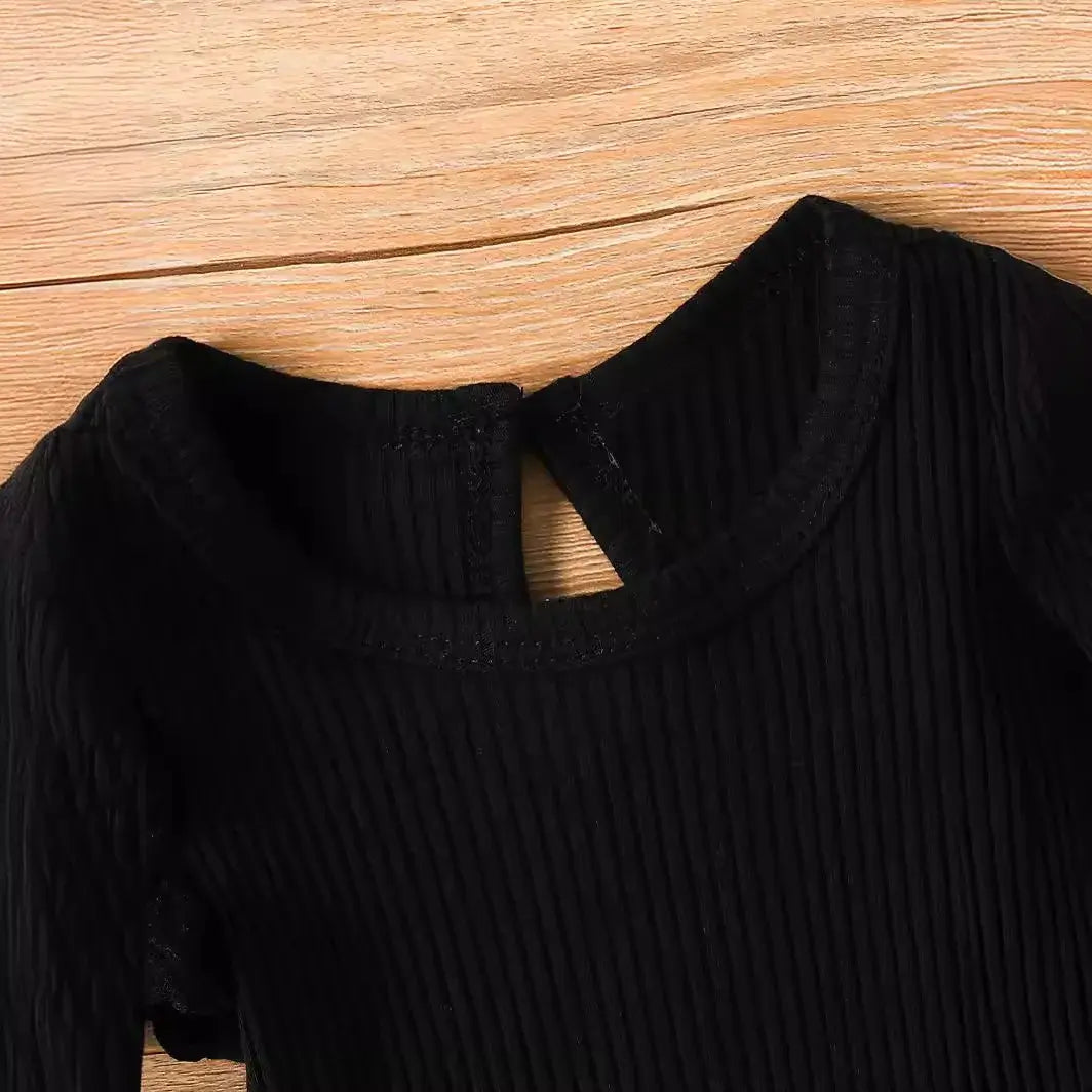 Baby girl bubble sleeve bag buttocks triangle sweater full print flared pants