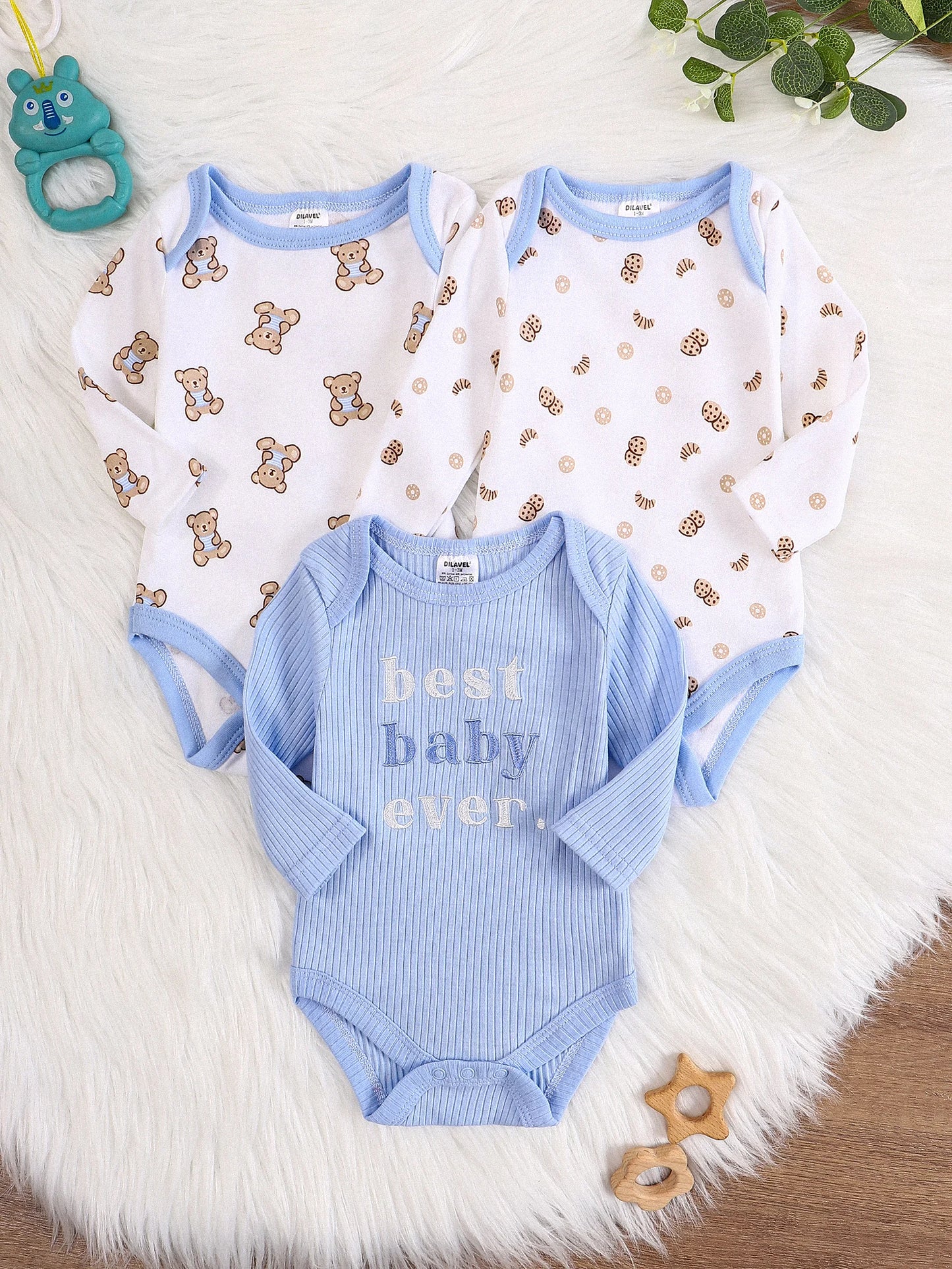 Baby boy onesie 3PCS New style baby boy clothes Spring/Autumn long-sleeved onesie Cotton fabric Suitable for 0-9months