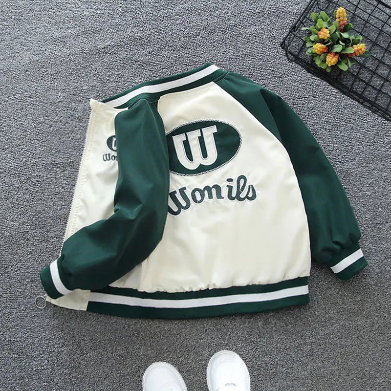 New Spring Boys Baseball Jacket Autumn Fashion Letter Windbreaker Outerwear Coat for 2-12 Years Kids Casual Zipper Jackets