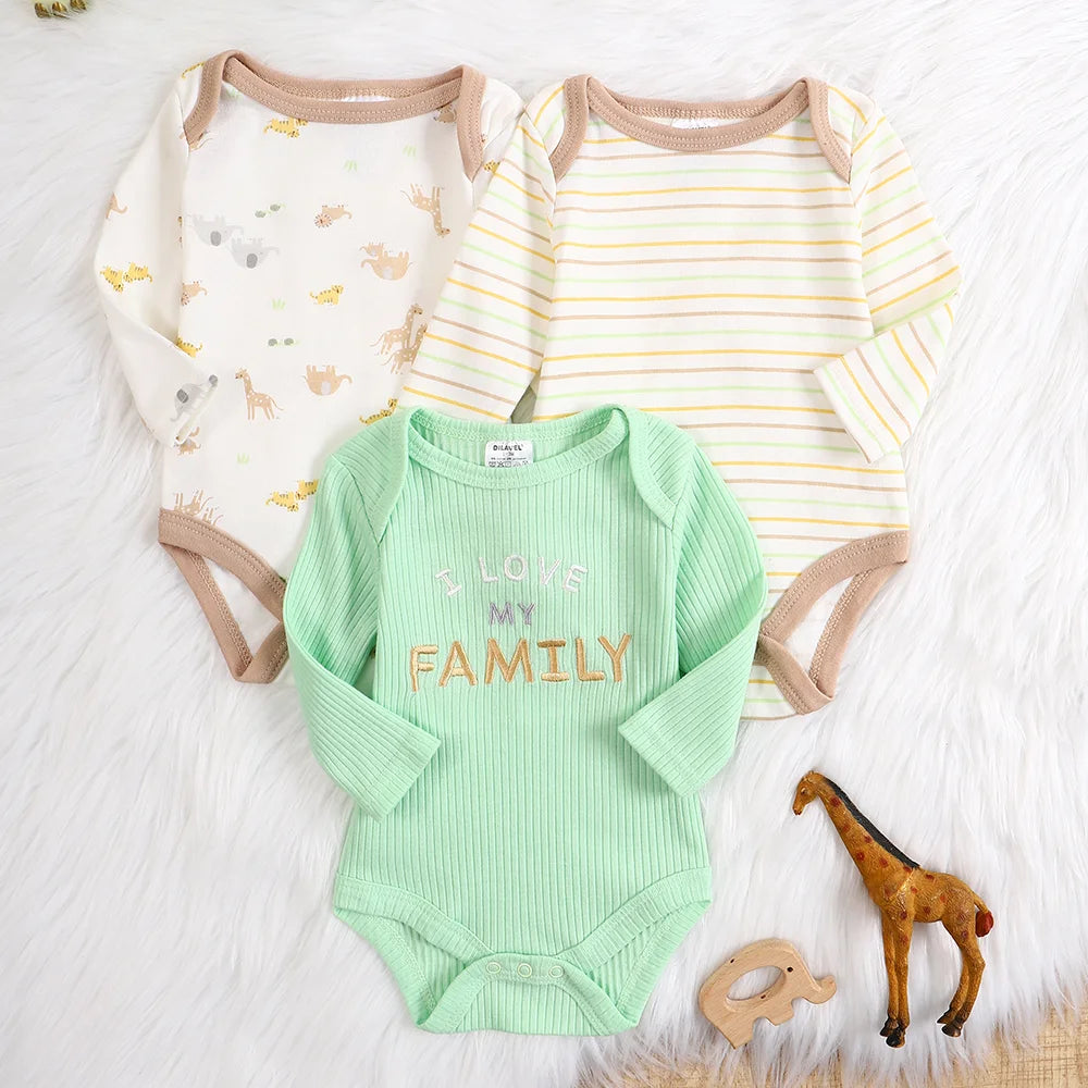 Baby boy onesie 3PCS New style baby boy clothes Spring/Autumn long-sleeved onesie Cotton fabric Suitable for 0-9months