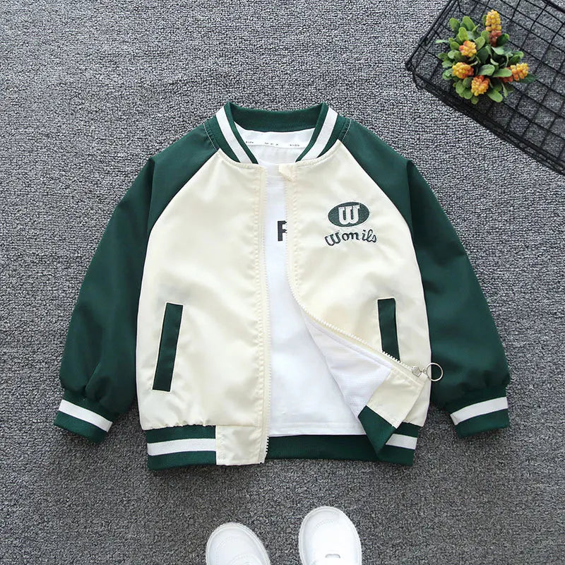 New Spring Boys Baseball Jacket Autumn Fashion Letter Windbreaker Outerwear Coat for 2-12 Years Kids Casual Zipper Jackets