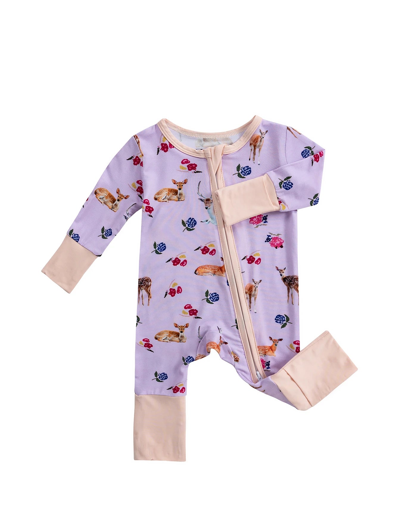 Infant Bamboo Fiber Fabric Onesie Soft and Gentle on Baby's Skin Zipper Design Suitable for All Seasons 0-24 Months