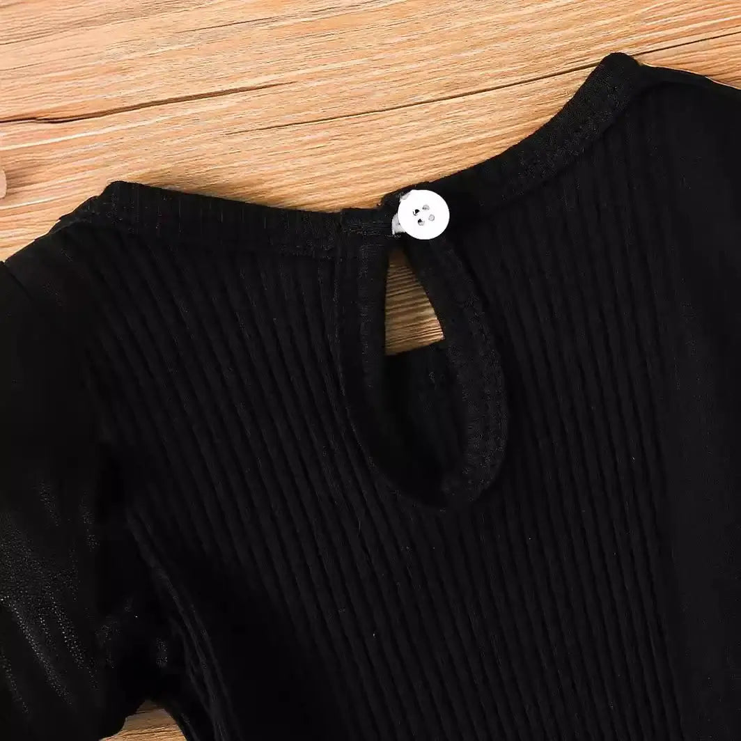 Baby girl bubble sleeve bag buttocks triangle sweater full print flared pants