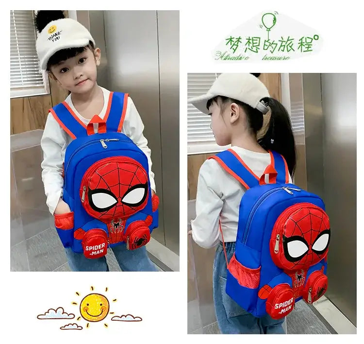 Spiderman Backpacks Super Heroes Student School Bag Cartoon 3d Stereo Kindergarten Backpack Children's Travel Bag Gift