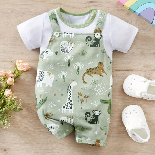 IURNXB Adorable Infant Zoo Animal Print Romper for Boy