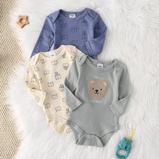 Baby boy onesie 3PCS New style baby boy clothes Spring/Autumn long-sleeved onesie Cotton fabric Suitable for 0-9months