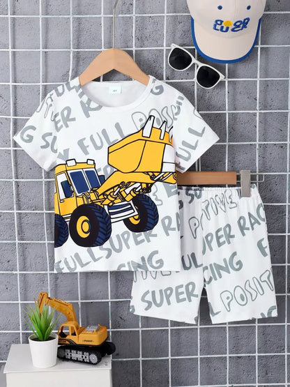 Kids Cartoon Graphic T-Shirt and Shorts Set | Kira’s Little Wonders